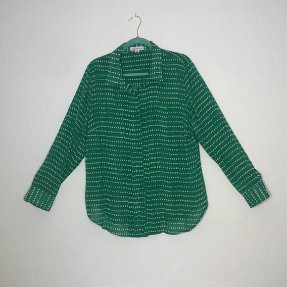 Coldwater Creek Green polkadot button-down - Picture 1 of 3